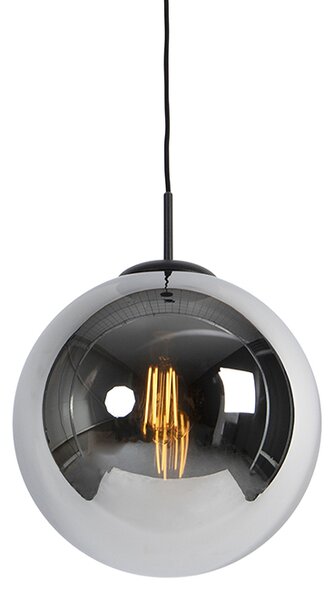 Art Deco viseća lampa crna sa dimnim staklom 30 cm - Pallon