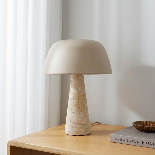 Stolne Lampa Lindby, Magritt, Bež, Dnevna soba, Kamen, Moderan