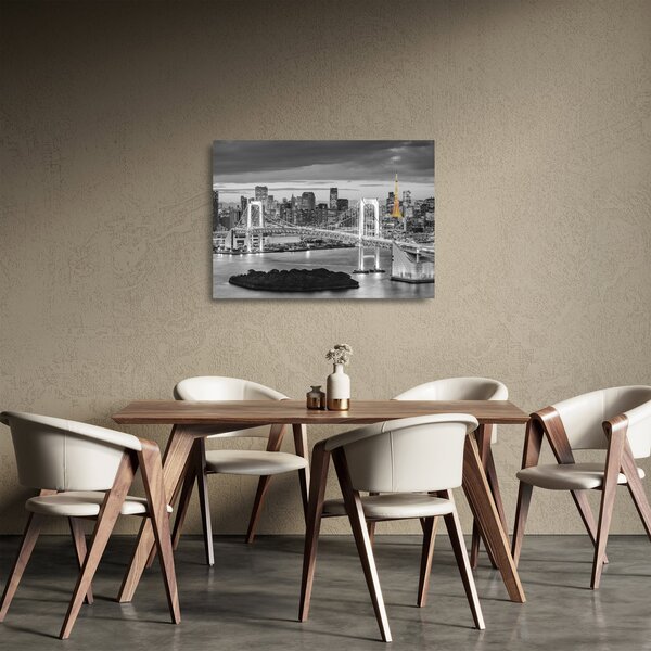 Staklena slika - Veliki grad sa žutim tornjem (70x50 cm)