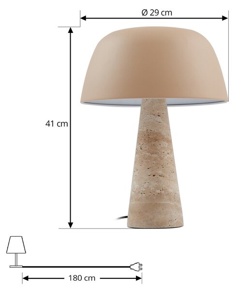 Stolne Lampa Lindby, Magritt, Bež, Dnevna soba, Kamen, Moderan