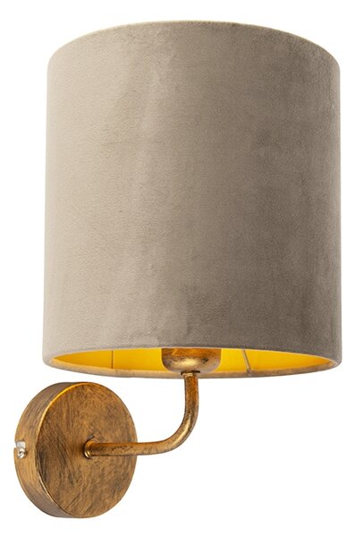 Vintage zidna svjetiljka zlatna s taupe baršunastom sjenilom - Matt