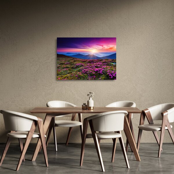 Staklena slika - Planinski cvjetni krajolik (70x50 cm)