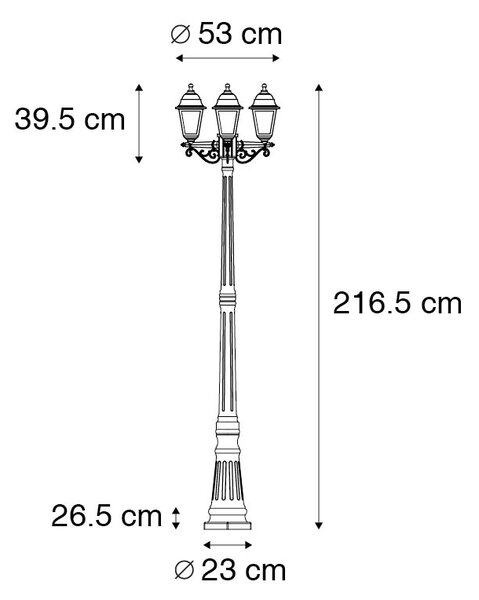 Antikna crna vanjska lampica 3-svjetla IP44 - New Haven