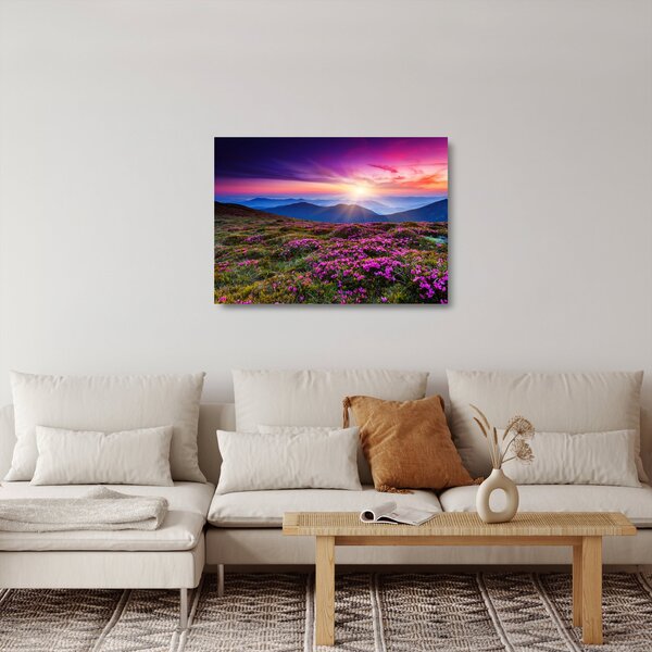 Staklena slika - Planinski cvjetni krajolik (70x50 cm)