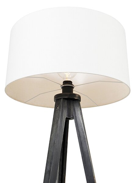 Podna lampa tronožac crna s abažurom bijela 50 cm - Tripod Classic