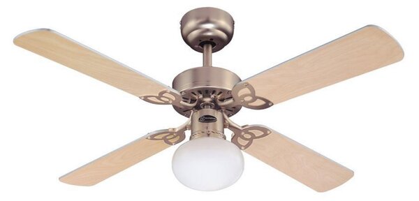 Stropni ventilator Vegas s rasvjetom, aluminijskom i drvenom završnom obradom, Westinghouse, VEGAS, Drvo, Dnevna soba, Drvo, Moderan