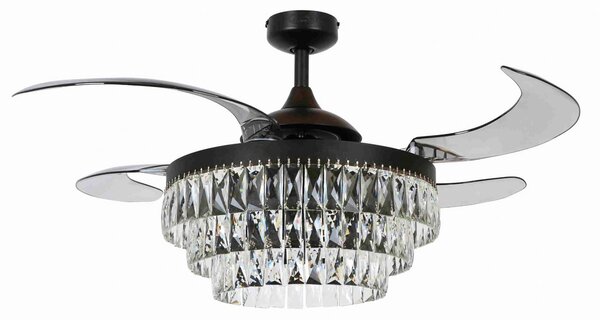 Stropni ventilator Fanaway Veil s rasvjetom, crni, tihi, Beacon Beacon Lighting, Fanaway Veil, Crno, Dnevna soba, Plastika