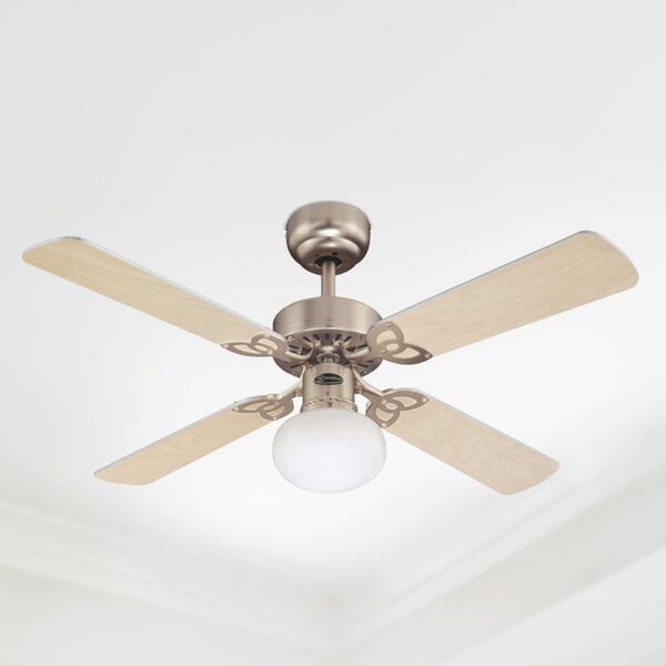 Stropni ventilator Vegas s rasvjetom, aluminijskom i drvenom završnom obradom, Westinghouse, VEGAS, Drvo, Dnevna soba, Drvo, Moderan