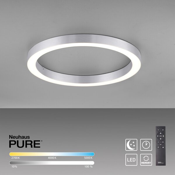 Stropne Svjetiljka PURE, PURE Lines Round, prigušiv, Sivo, Dnevna soba, Metal, Moderan