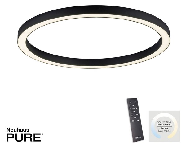 Stropne Svjetiljka PURE, PURE Lines Round, prigušiv, Crno, Dnevna soba, Metal, Moderan