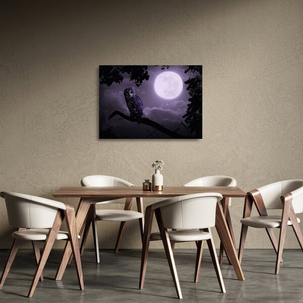 Staklena slika - Noćna ptica, ljubičasta (70x50 cm)