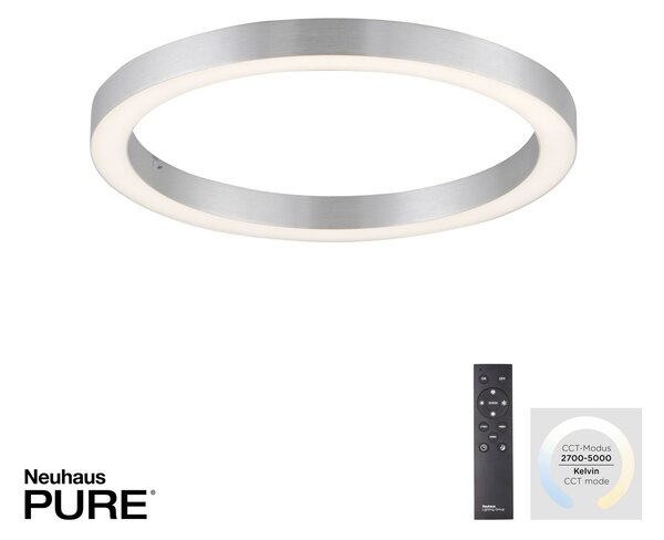 Stropne Svjetiljka PURE, PURE Lines Round, prigušiv, Sivo, Dnevna soba, Metal, Moderan
