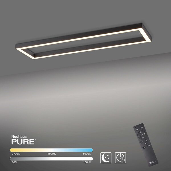 Stropne Svjetiljka PURE, PURE Lines Square, prigušiv, Crno, Dnevna soba, Metal, Moderan