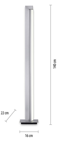 Podne Lampa PURE, PURE Lines Floor, prigušiv, Sivo, Dnevna soba, Metal, Moderan