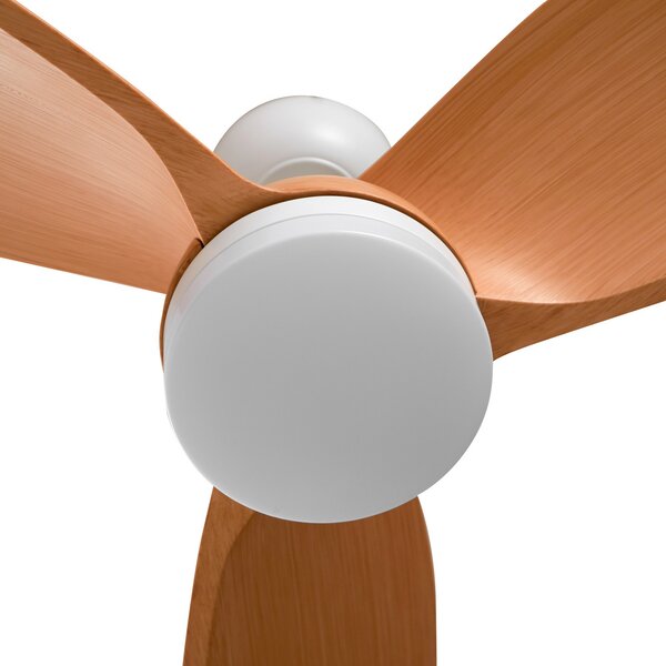 Enon LED stropni ventilator, bijela/drveni efekt, DC, tih – Lindby Lindby, Enon, prigušiv, Bijela, Dnevna soba, Metal, Moderan