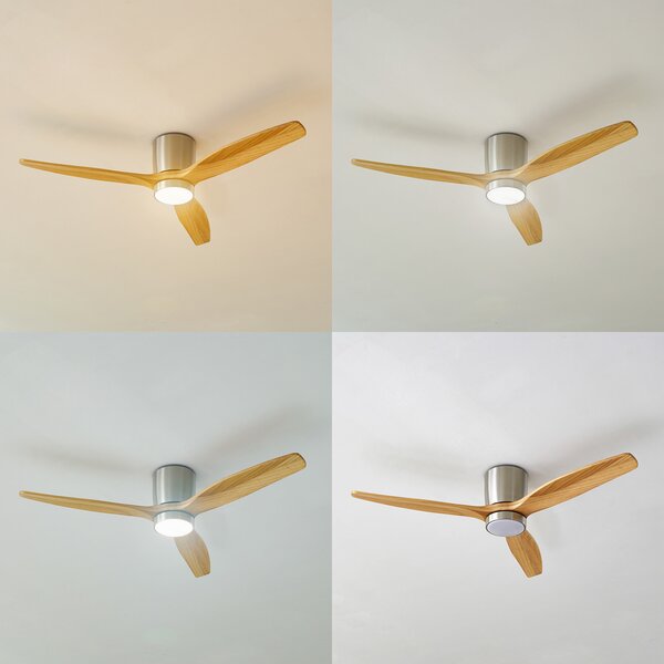 Faipari LED Stropni ventilator Nikkel/Drvo - Lucande Lucande, Faipari, Metalik, Dnevna soba, Drvo, Moderan