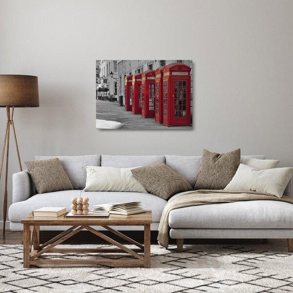 Staklena slika - Telefonske govornice u Londonu (70x50 cm)