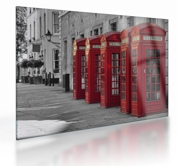 Staklena slika - Telefonske govornice u Londonu (70x50 cm)