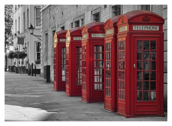 Staklena slika - Telefonske govornice u Londonu (70x50 cm)
