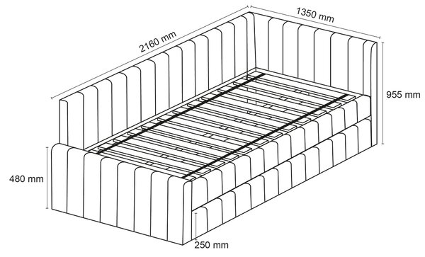 Tapecirani krevet COMFINO VELVET s dodatnim ležajem 120x200 cm, krem