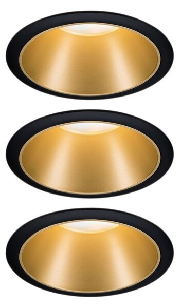 Paulmann Cole LED reflektor, zlatno-crni, set od 3 komada, prigušiva, Zlato / mjed, Područje hodnika, Metal, Okrugla ugradna svjetla