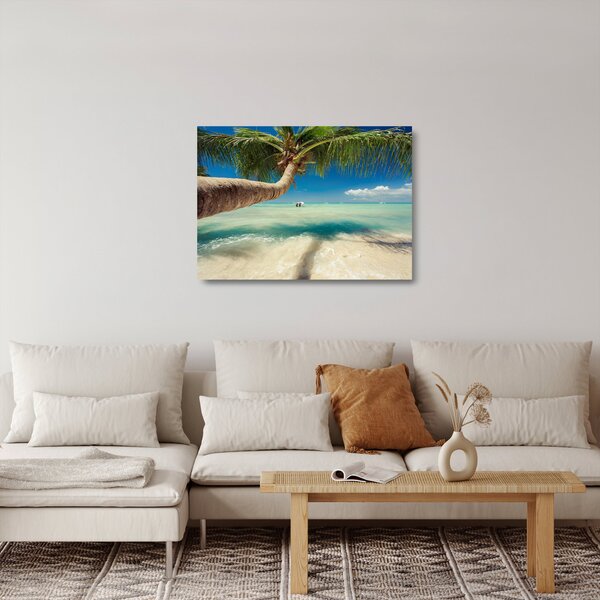 Staklena slika - Čisto more s palmom (70x50 cm)