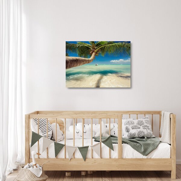 Staklena slika - Čisto more s palmom (70x50 cm)