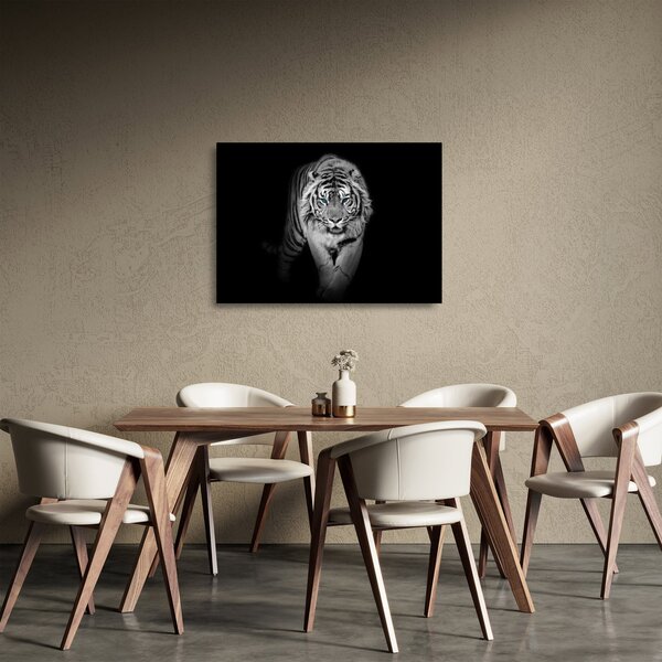 Staklena slika - Tigar s plavim očima (70x50 cm)