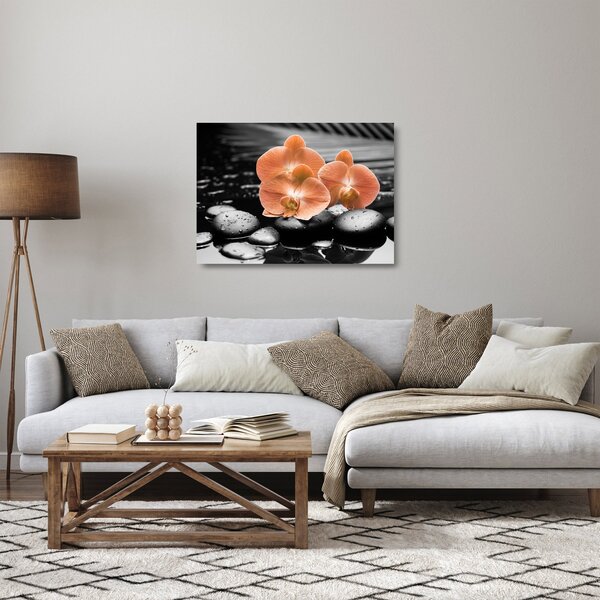 Staklena slika - Narančaste orhideje (70x50 cm)