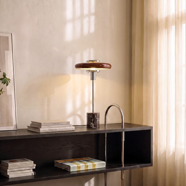 Stolne Lampa Lindby, Branford, Crvena, Dnevna soba, Staklo, Vintage