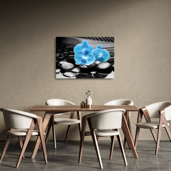 Staklena slika - Plava orhideja (70x50 cm)