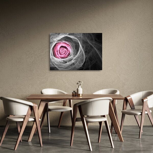 Staklena slika - Apstraktna ruža, fuksija (70x50 cm)