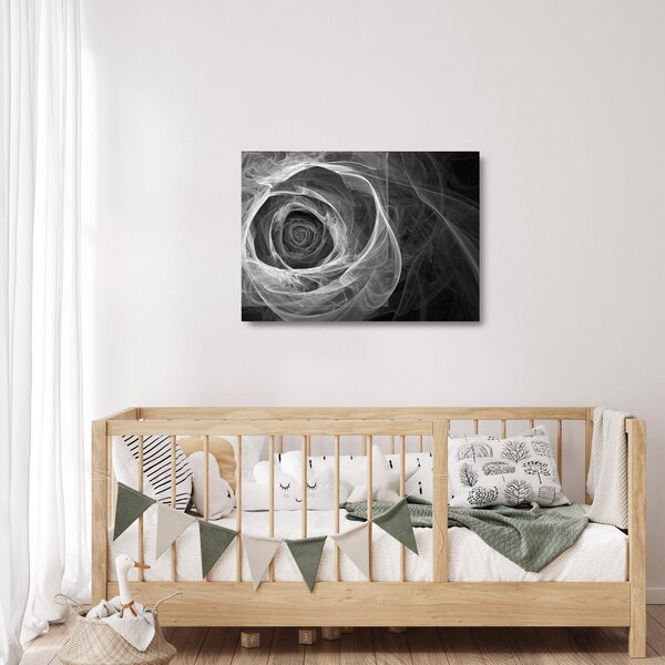 Staklena slika - Crno-bijela apstraktna ruža (70x50 cm)