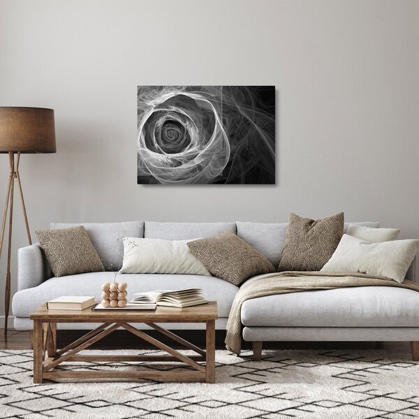 Staklena slika - Crno-bijela apstraktna ruža (70x50 cm)