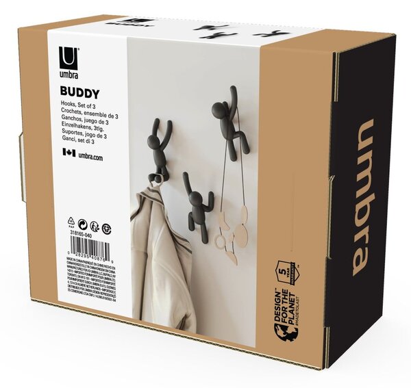 Zidne plastične kuke u setu od 3 kom Buddy - Umbra