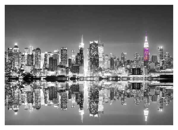 Staklena slika - New York i ljubičasti neboder (70x50 cm)