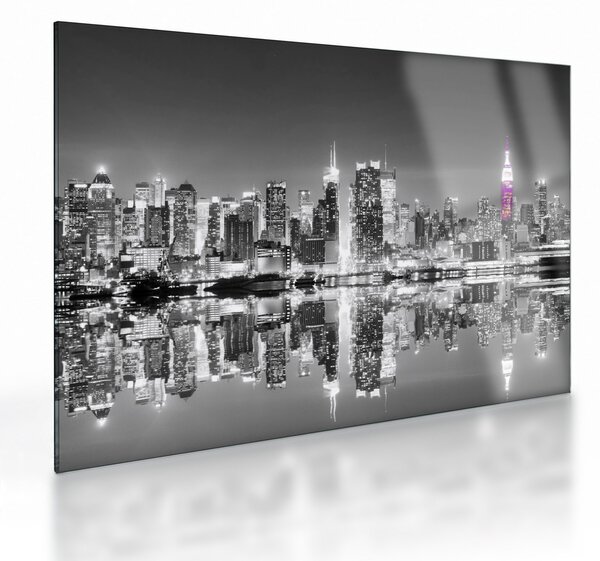 Staklena slika - New York i ljubičasti neboder (70x50 cm)