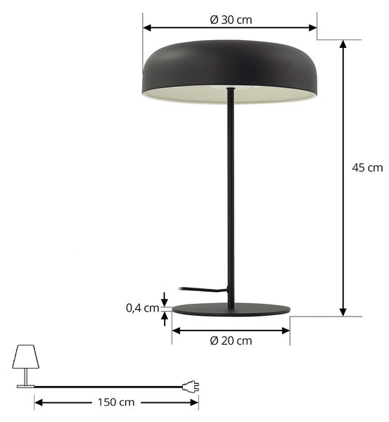 Stolne Lampa Lindby, Edion, Crno, Dnevna soba, Metal, Moderan
