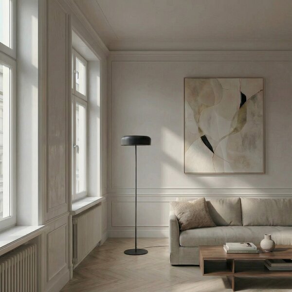 Podne Lampa Lindby, Edion, Crno, Dnevna soba, Metal, Moderan