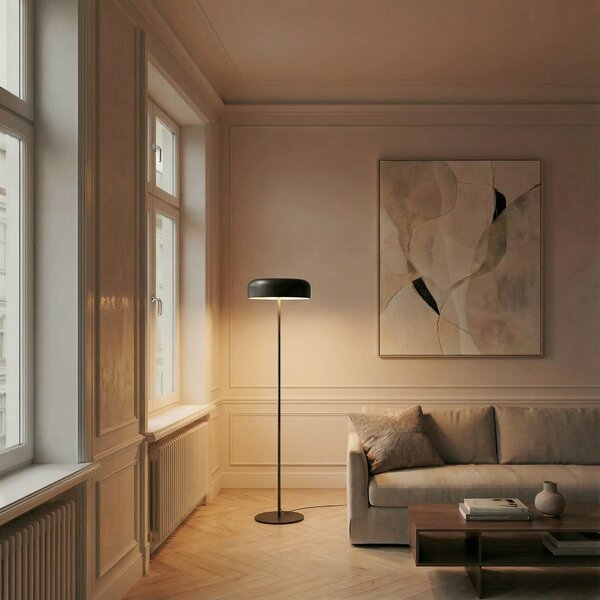 Podne Lampa Lindby, Edion, Crno, Dnevna soba, Metal, Moderan