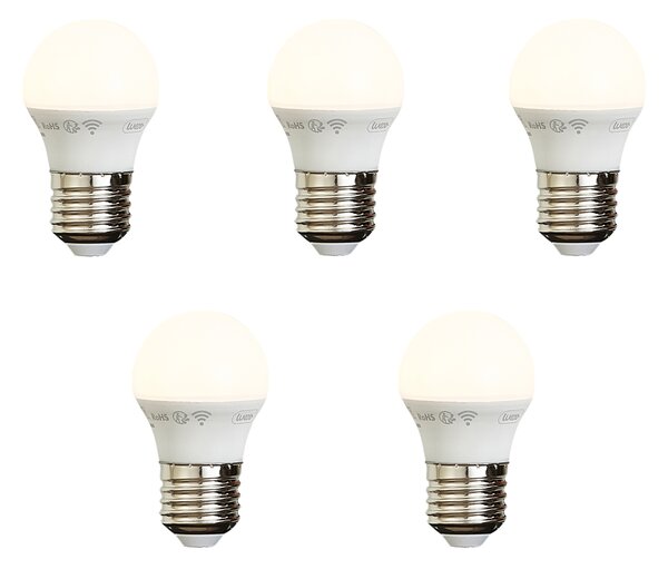 Set od 5 pametnih E27 prigušivih LED žarulja P45 Opal 4,9W 470 lm 2200-4000K