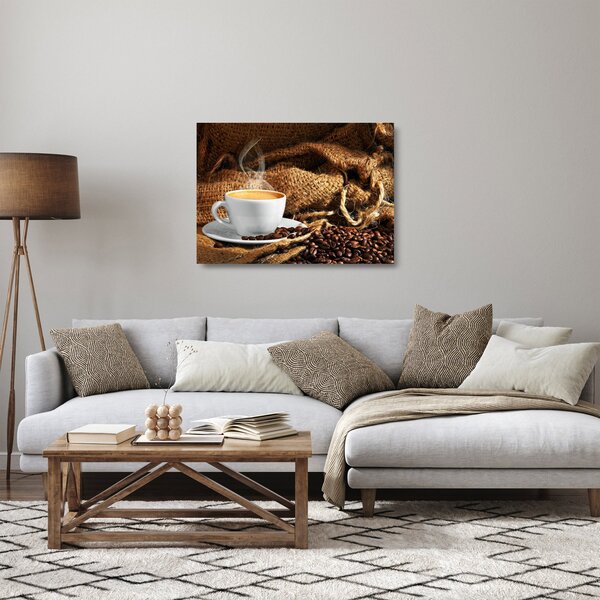 Staklena slika - Šalica kave (70x50 cm)