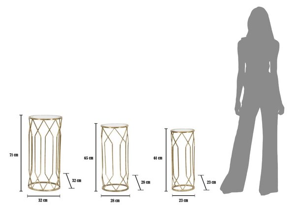 Okrugli pomoćni stolići u setu 3 kom sa staklenom pločom stola ø 32 cm Tunisi – Mauro Ferretti