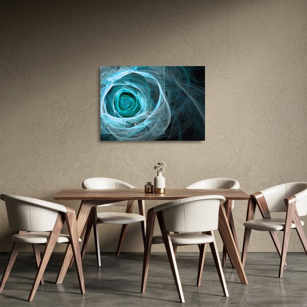 Staklena slika - Apstraktna ružičasto plava s crnom pozadinom (70x50 cm)