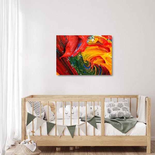 Staklena slika - Modrenje apstrakcije kistom (70x50 cm)