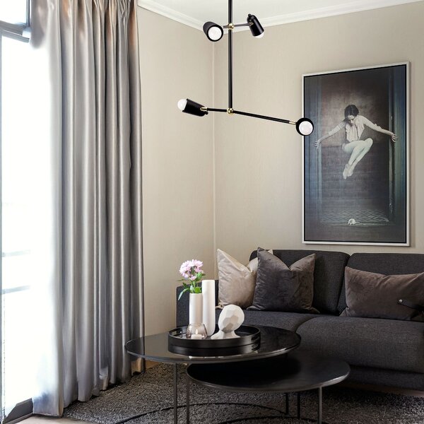 Stropni luster APP1708-4CP BLACK + GOLD