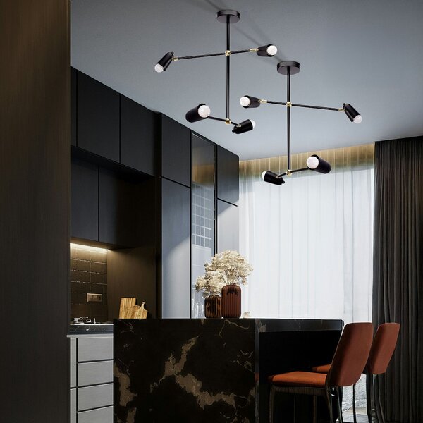 Stropni luster APP1708-4CP BLACK + GOLD