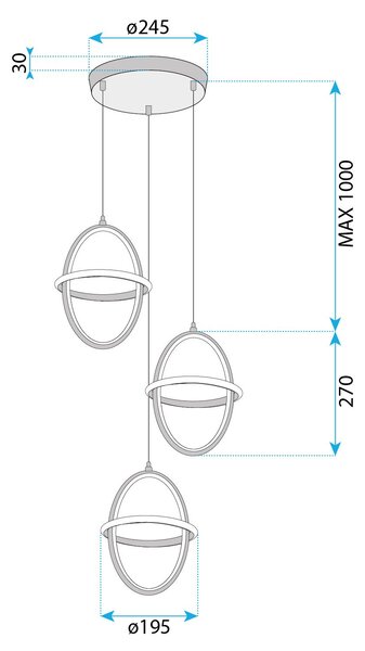 Viseća LED lampa G064-3CPR Gold