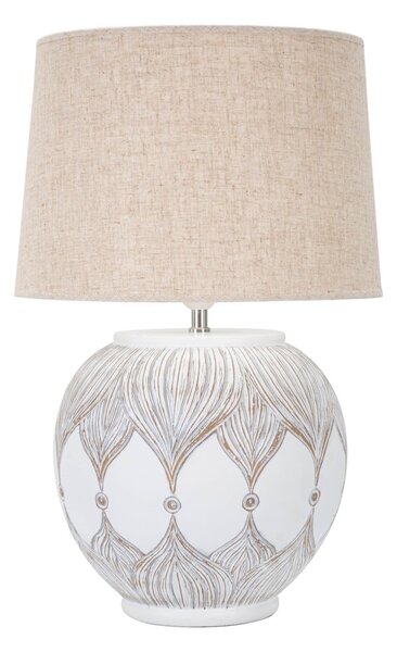 Bijela/bež stolna lampa s tekstilnim sjenilom (visina 59 cm) Atene – Mauro Ferretti