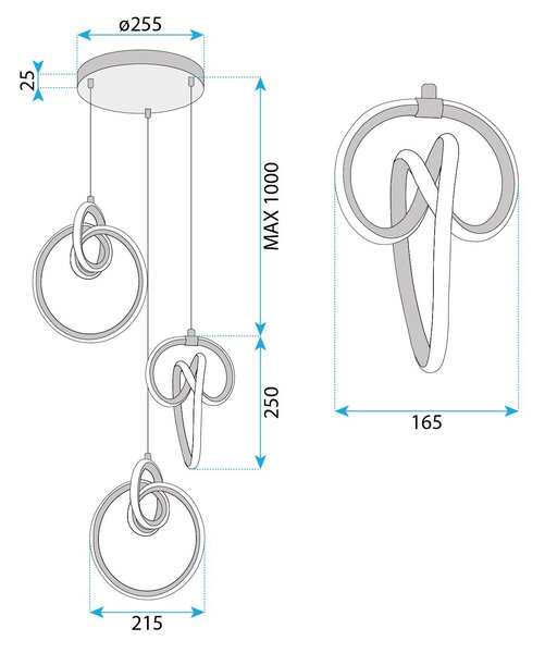 Viseća LED lampa G072-3CPR Gold